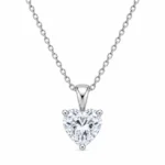 925 Sterling Silver Heart Shape Solitaire Moissanite Pendant for Women with Three-Prong Setting