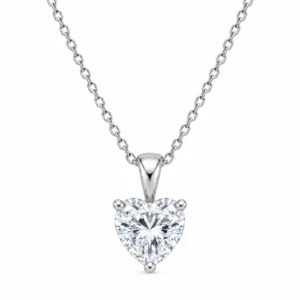 925 Sterling Silver Heart Shape Solitaire Moissanite Pendant for Women with Three-Prong Setting