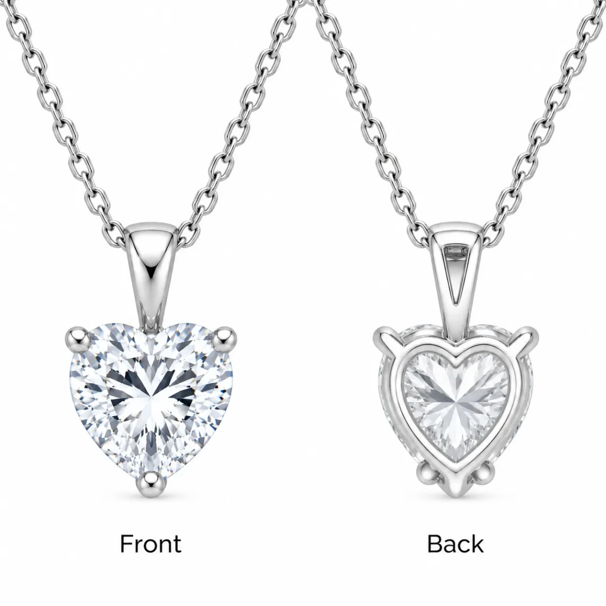 925 Sterling Silver Heart Shape Solitaire Moissanite Diamond Pendant for Women - Image 3