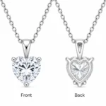 925 Sterling Silver Heart Shape Solitaire Moissanite Diamond Pendant for Women - Image 3