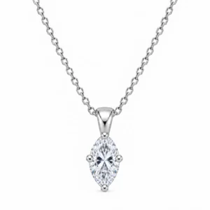 925 Sterling Silver Marquise Cut Solitaire Moissanite Pendant for Women with Four-Prong Setting