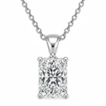 925 Sterling Silver Radiant Cut Solitaire Moissanite Pendant for Women with Four-Prong Setting