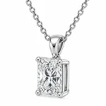 925 Sterling Silver Radiant Cut Solitaire Moissanite Pendant for Women - Image 2