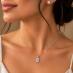 925 Sterling Silver Radiant Cut Solitaire Moissanite Pendant for Women - Image 4