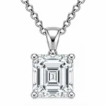 925 Sterling Silver Square Emerald Cut Solitaire Moissanite Pendant for Women with Four-Prong Setting