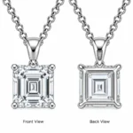 925 Sterling Silver Square Emerald Cut Solitaire Moissanite Pendant for Women - Image 3