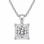 925 Sterling Silver Square Radiant Cut Solitaire Moissanite Pendant for Women with Four-Prong Setting