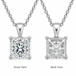 925 Sterling Silver Square Radiant Cut Solitaire Moissanite Pendant for Women - Image 3
