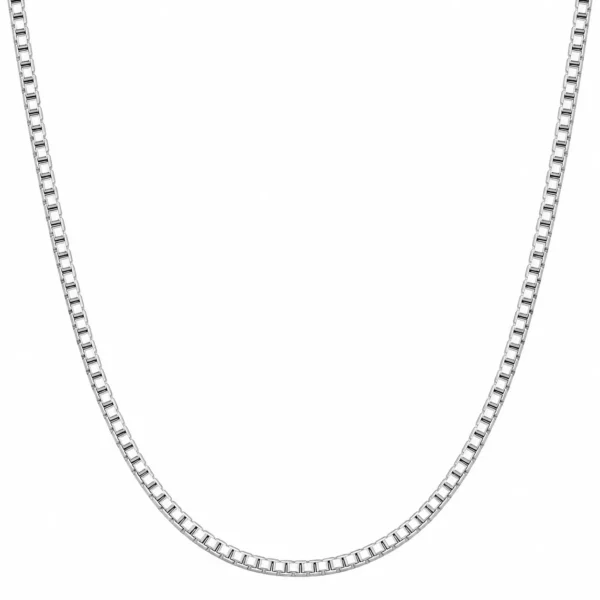 925 Sterling Silver Hallmarked Wide Box Link Chain for Women on White Background