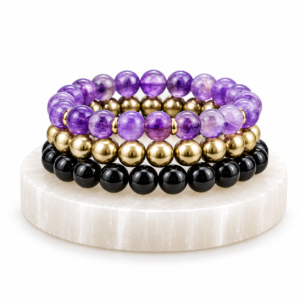 Natural healing crystal bracelets online in India featuring colourful gemstone bead bracelets at Pure Gems World.