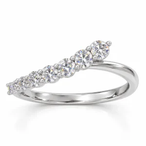Ascending Brilliance Moissanite Diamond Ring in 925 Sterling Silver featuring graduated round-cut sparkling stones, front view.