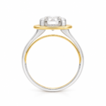 Aureon Square Lab Grown Diamond Ring standing angle with round diamond