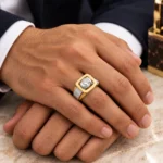 Aureon Square Lab Grown Diamond Ring worn on male model hand