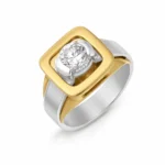 Aureon Square Lab Grown Diamond Ring side profile in two tone gold