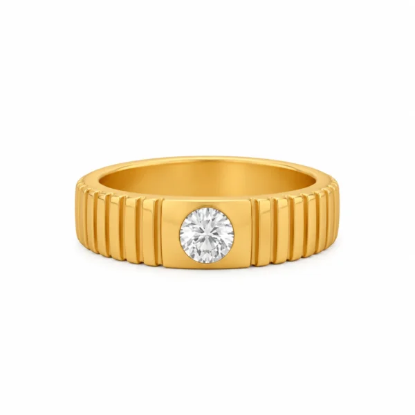 18k Gold Crest Solitaire Lab Grown Diamond Ring for men's