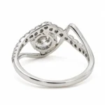 Back view of Diamond Dew Moissanite 925 Sterling Silver Ring showing its open setting and polished silver band.