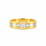18K Gold Dual Tone Solitaire Lab Grown Diamond Ring for Men Front View