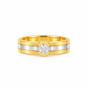 18K Gold Dual Tone Solitaire Lab Grown Diamond Ring for Men Front View