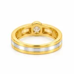 18K Gold Dual Tone Solitaire Lab Grown Diamond Ring for Men Back View