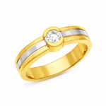 18K Gold Dual Tone Solitaire Lab Grown Diamond Ring for Men Angled View