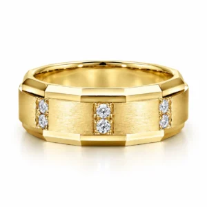 Elite Hexa Lab Grown Diamond Gold Ring for Men in Yellow Gold
