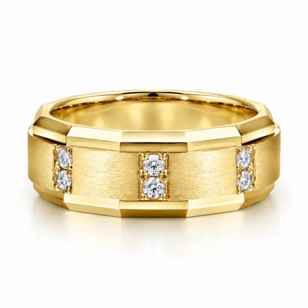 Elite Hexa Lab Grown Diamond Gold Ring for Men in Yellow Gold