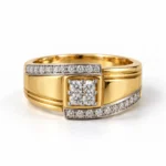 Elite Square Lab Grown Diamond Gold Ring for Men with Round Cut Diamonds