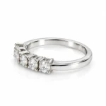 Five Wishes Moissanite Diamond Ring right side angle showing five round-cut Moissanite stones with polished silver-tone band and secure prong settings.
