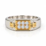 Fusion lab grown diamond ring for men in two-tone gold and silver design