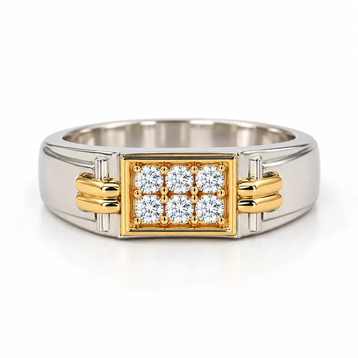 Fusion lab grown diamond ring Fusion lab grown diamond ring for men in two-tone gold and silver design