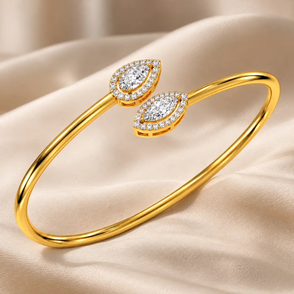 18K Gold Twin Marquise Halo Lab Grown Diamond Bracelet for Women - Image 3