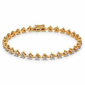 18K Gold Floral Lab Grown Diamond Tennis Bracelet for Women