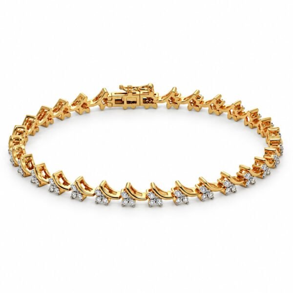 18K Gold Floral Lab Grown Diamond Tennis Bracelet for Women