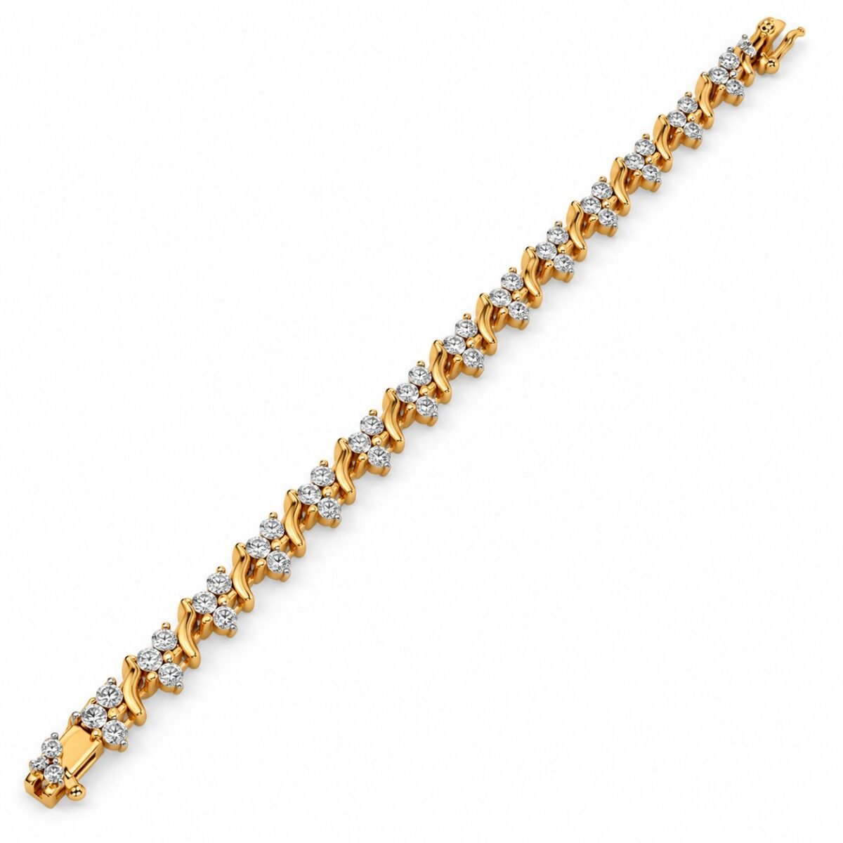 18K Gold Floral Lab Grown Diamond Tennis Bracelet for Women