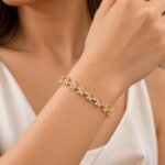18K Gold Floral Lab Grown Diamond Tennis Bracelet for Women