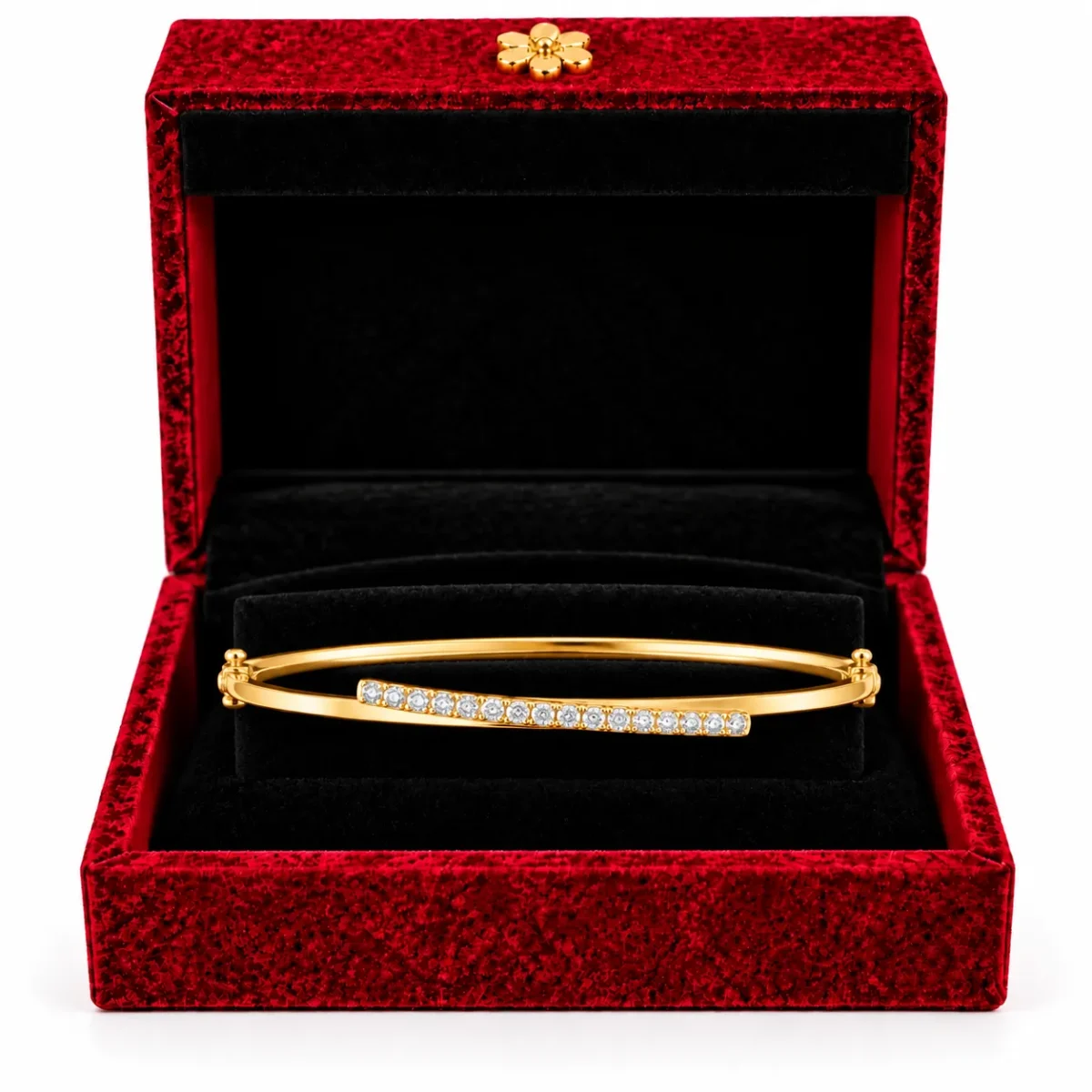 18K Gold Sleek Curved Line Lab Grown Diamond Bracelet for Women - Image 4