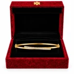 18K Gold Sleek Curved Line Lab Grown Diamond Bracelet for Women - Image 4