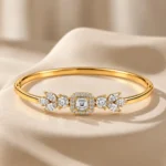 18K Gold Princess Halo Floral Lab Grown Diamond Bracelet for Women - Image 3