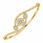 18K Gold Pear Floral Lab Grown Diamond Bracelet for Women
