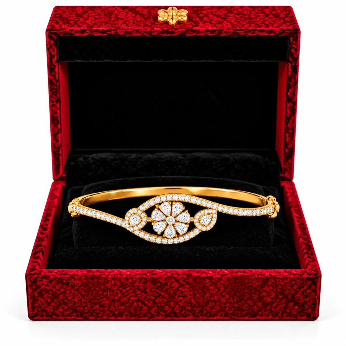 18K Gold Pear Floral Lab Grown Diamond Bracelet for Women - Image 4