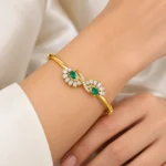 18K Gold Pear Cut Floral Lab Grown Diamond Bracelet for Women - Image 2