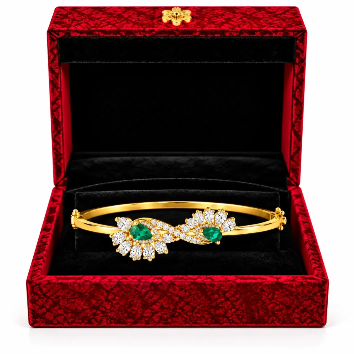 18K Gold Pear Cut Floral Lab Grown Diamond Bracelet for Women - Image 4