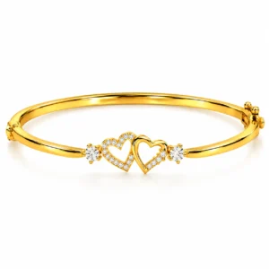 Interlocking Heart Lab Grown Diamond Bracelet for Women in Yellow Gold
