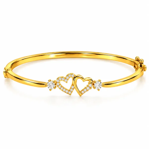 Interlocking Heart Lab Grown Diamond Bracelet for Women in Yellow Gold