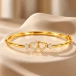 18K Gold Interlocking Heart Lab Grown Diamond Bracelet for Women - Image 3