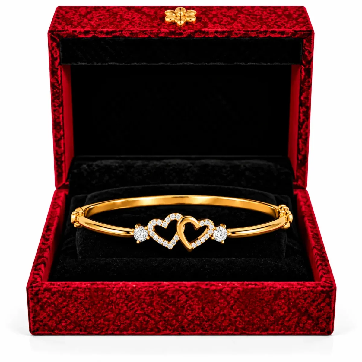 18K Gold Interlocking Heart Lab Grown Diamond Bracelet for Women - Image 4