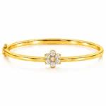 Six Petal Floral Lab Grown Diamond Bracelet for Women in Yellow Gold