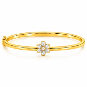 Six Petal Floral Lab Grown Diamond Bracelet for Women in Yellow Gold
