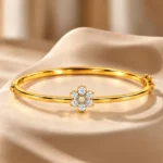 18K Gold Six Petal Floral Lab Grown Diamond Bracelet for Women - Image 3