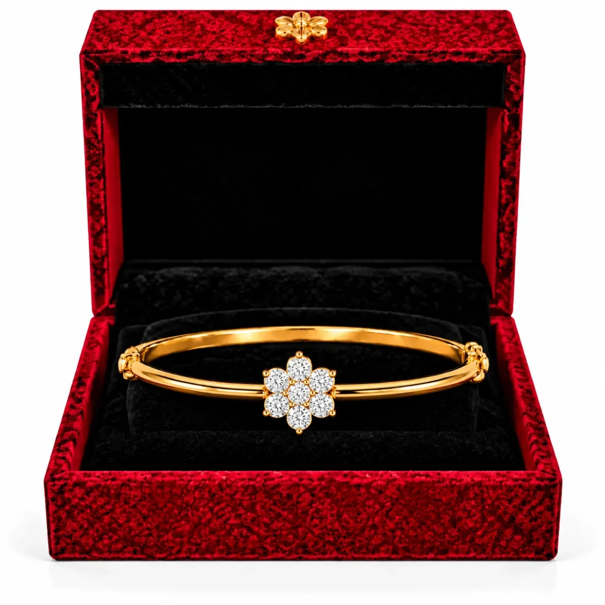 18K Gold Six Petal Floral Lab Grown Diamond Bracelet for Women - Image 4